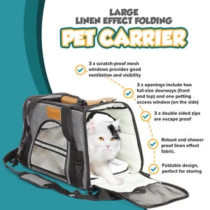 Pet Carrier Bag AVC Portable Soft Fabric Folding Dog Cat Puppy Travel Transport - Picture 1 of 12