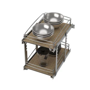 Rev-A-Shelf Two-Tier Solid Bottom Pullout Base Cabinet Organizer, 54BK-15SC-2-1 - Picture 1 of 12