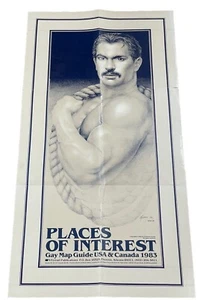 Robert Uyvari Places Of Interest LGBT Travel Guide 1983 Poster Vintage Rare 37” - Picture 1 of 11