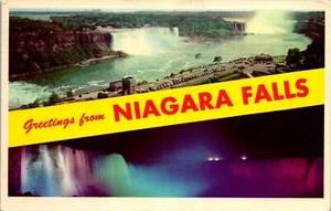 Vintage Postcard Greetings from Niagara Falls Duel View Banner Posted 1966 - Picture 1 of 3