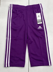 Adidas 870GM Cropped Leggings Pants Purple White Stripe Medium 10-12 New - Picture 1 of 6
