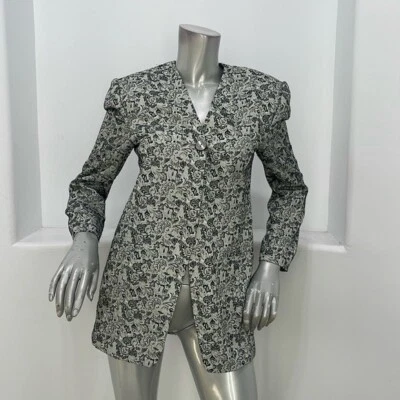 Blazer Tango Mujer Vintage Gris Negro Estampado Floral Talla M Foto 1 de 4