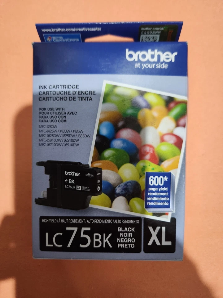 Genuine Brother LC75BK XL Black Ink Cartridge – High Yield OEM – New Sealed - Image 1 of 1