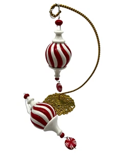Juego de 2 adornos navideños bastón de caramelo gota menta de vidrio - Imagen 1 de 7