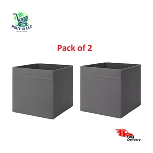 2x IKEA Grey Drona Storage Boxes Shelving Shelf Toys Magazine Box 13x15x13 " - Picture 1 of 5