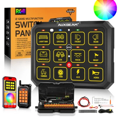 AUXBEAM RGB 12 GANG Switch Panel Relay System bluetooth for Nissan Pickup Truck - Image 1 of 4