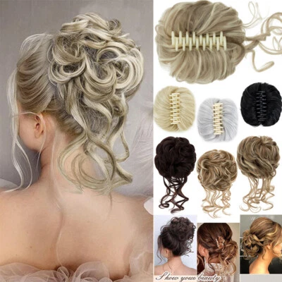 Extensiones de cabello desordenadas cola de caballo moño garra clip pieza de cabello Scrunchie Updo cola de caballo Foto 1 de 4