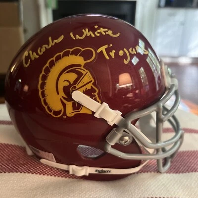 Charles White (d.2023) 1979 Heisman Trophy Signed Autograph USC Mini Helmet JSA - Image 1 of 2