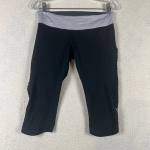 Lululemon size 8 Fast Free Crop Black / Blazer Fossil first edition ruffles - Picture 1 of 13