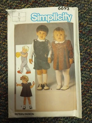 Baby Sewing Patterns 1980's Sz 2 Simplicity 6693 - Image 1 of 2