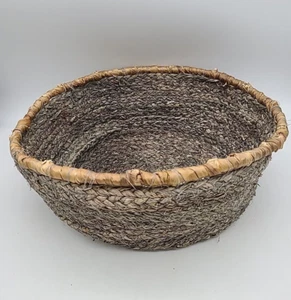 Primitive Uneven Hand Woven Round Basket Loose Weave  13" Diameter - Picture 1 of 8