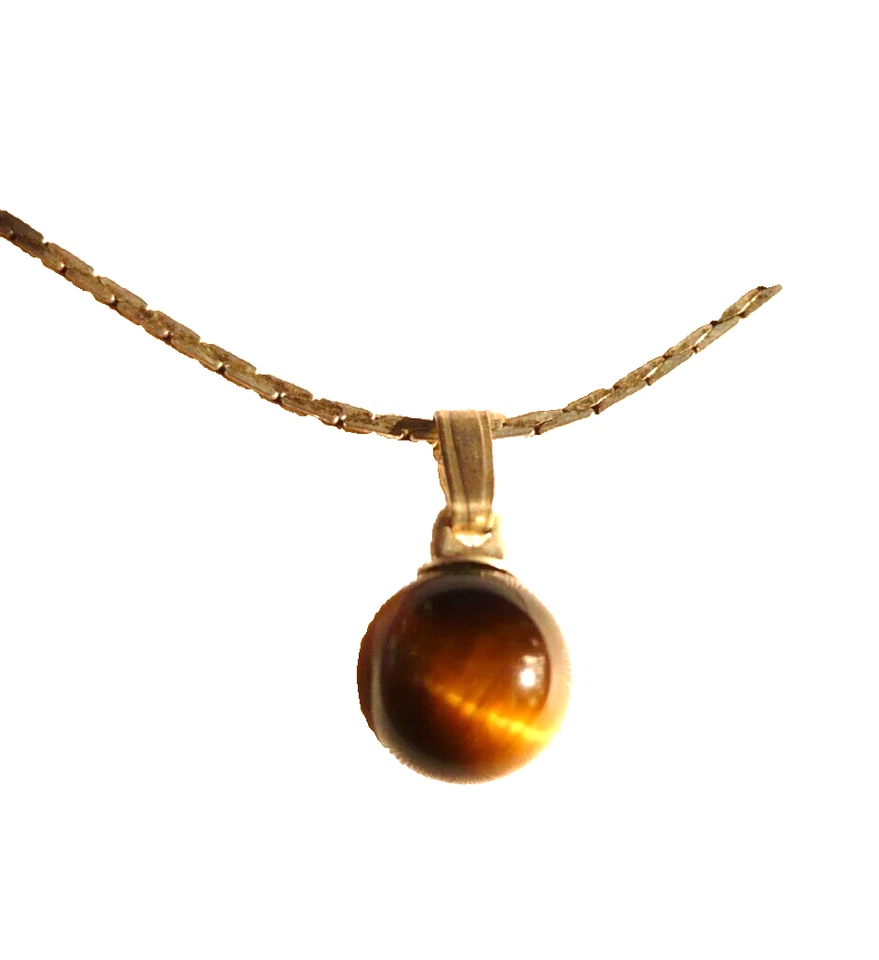 Tigerauge Kugel Anhänger braun + Kette 45,5 cm silber ModeSchmuck NEU - Bild 1 von 1