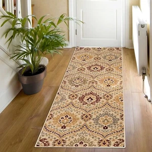 Superior Indoor Runner Rug, Jute Backed, Modern Oriental Floral Damask 2' 7" x 8 - Picture 1 of 2