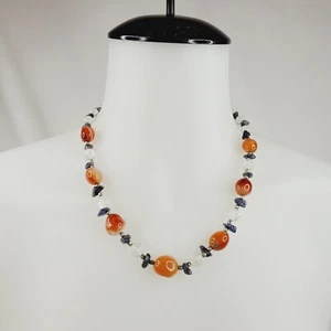 Karneol weiß Quarz Halskette Perlen natur Boho orange grau - Bild 1 von 8