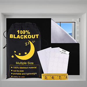 Portable Blackout Curtains 39" X 59" Temporary Blackout Shades Window Cover Blac