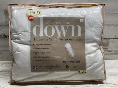 Charter Club Premium White Down Full / Queen Comforter Light Weight New - Image 1 of 4