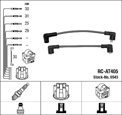 Juego de cables de encendido NGK 0543 para AUSTIN AUSTIN-HEALEY INOCENTI MG MORRIS ROVER WOL Foto 1 de 2