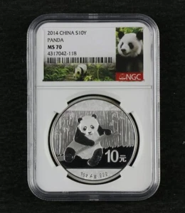 Superb Rare Scarce Genuine 2014 China S10Y Silver Panda 1oz in NGC MS70  - Picture 1 of 2
