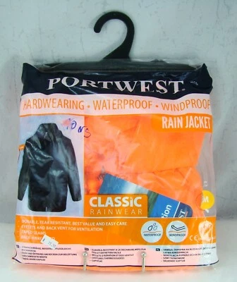 Portwest Classic Rain Jacket S440 Mens Waterproof Orange Medium NEW - Image 1 of 4