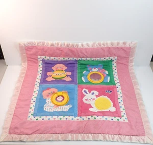 Fisher Price Vtg 1983 Baby Blanket Tummy Time Activity Mat Satin Edge Unisex - Picture 1 of 16