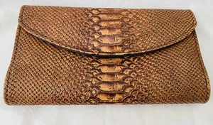 Brown Alligator Look Clutch/Purse Wallet/Organizer - Picture 1 of 8