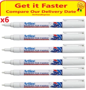 6 x WHITE Artline 750 Laundry Fabric Marker 1.2mm Bullet Valve Action - Picture 1 of 8