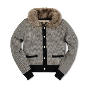 Hope & Henry Girls Faux Fur Organic Cotton Cardigan Sweater NWT - Picture 1 of 6