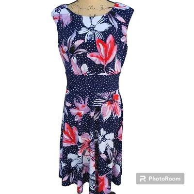 Vestido London Times A Line Mujer Talla 12 Floral Lunares Verano Oficina Colorido Foto 1 de 4