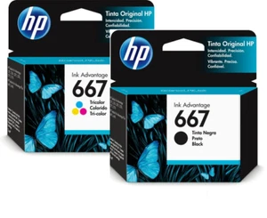 HP 667 Genuine Ink Cartridges Black Tricolor Combos & XL Cartridges NEW LOT 2024 - Picture 1 of 15