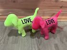 Awesome Lot Of 2 Victoria’s Secret Pink 7” Plush Dog Love Green & Pink Velour