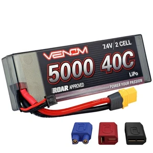 Venom Sport Power 40C 2S 5000mAh 7.4V LiPo Battery Roar Approved with Univers... - Picture 1 of 8