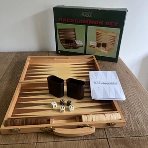 Jaques of London Backgammon Set Oak Cased Inlaid Complete with Instructions - Picture 1 of 11