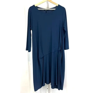 Cómodo Vestido Corto USA Sun Kim Caroline Manga 3/4 Azul Teal Oscuro Talla M - Imagen 1 de 8