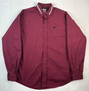 Camisa Cinch Team Manga Larga Botón Para Hombre Roja Geométrica Talla Pequeña - Imagen 1 de 9