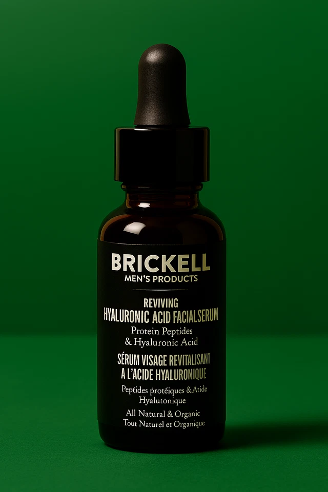Suero de ácido hialurónico antienvejecimiento para rostro Brickell para hombre, suero de día Foto 1 de 1
