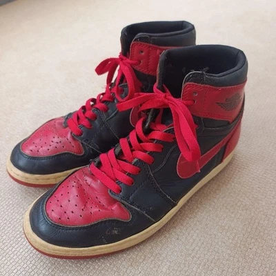 Nike Air Jordan 1 Bred US9 1994  Made in China Reissue Vintage Used Sneakers - Image 1 of 4