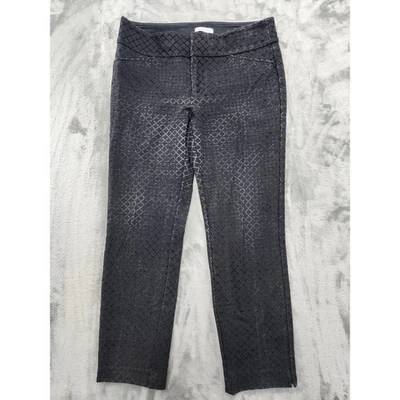 Pantalones Charter Club para mujer 8 negros de terciopelo jacquard tiro medio ajustados elásticos al tobillo Foto 1 de 4