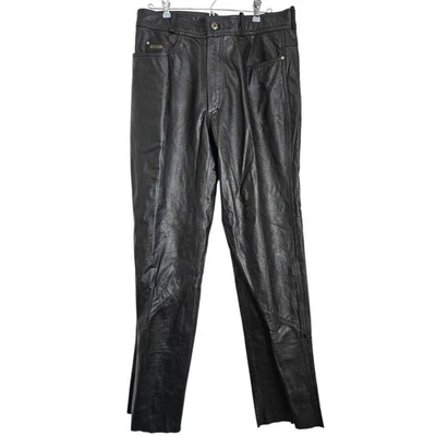 Pantalones Harley-Davidson para hombre talla 36 de cuero negro forrados dobladillo crudo 5 bolsillos  Foto 1 de 4