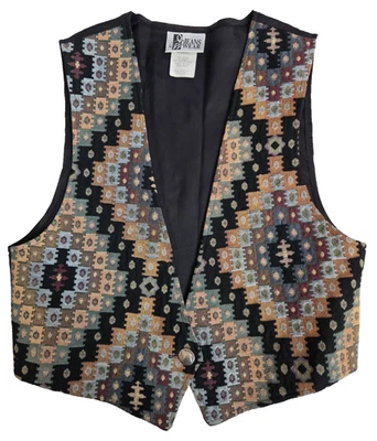 Jeans Wear Women's VTG Medium Southwest Tapestry Vest with USA Nickel Button - Image 1 of 4