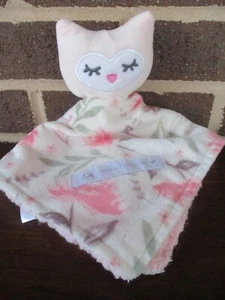 Petite L'amour Baby Security Blanket Plush Kitty Cat Head-Coral Flowers Pink - Picture 1 of 4