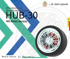 RHSC640030 1/64 WHEELS TIRES SET & BRAKE Miniature Model Car Tuning Scene - Picture 1 of 5