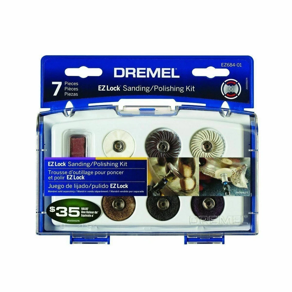 Dremel EZ684-01 Juego de accesorios de herramientas rotativas de limpieza y pulido de 7 piezas con estuche Foto 1 de 1