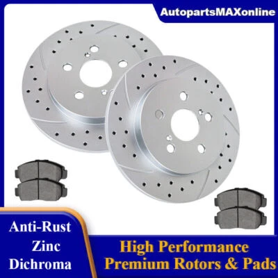 Kit de frenos de disco y pastillas de freno ranuradas traseras para Toyota Corolla Matrix Prius Foto 1 de 4