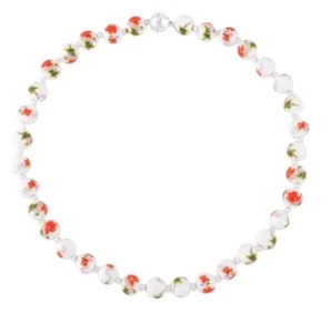 Orange Flower Ceramic Beaded Knotted Necklace Jewelry for Women Size 20" Ct 550 - Picture 1 of 4