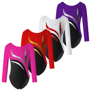 Kids Girl's Romper Training Leotard Yoga Unitard Gymnastic Bodysuit Dance Shiny - Picture 1 of 51