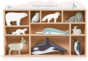 Tender Leaf Toys - Polar Animals-10 Solid Wood Polar Animals with Shelving Unit - Picture 1 of 1