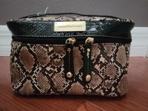 Samantha Brown Cosmetic/Travel Tote (Snakeskin Texture Brown Ivory Taupe) - Picture 1 of 3