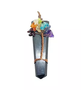 Colgante Cakra Árbol de la Vida Árbol de la Vida Negro Alambre de Obsidiana Hecho a Mano Cristal de Sanación - Imagen 1 de 2