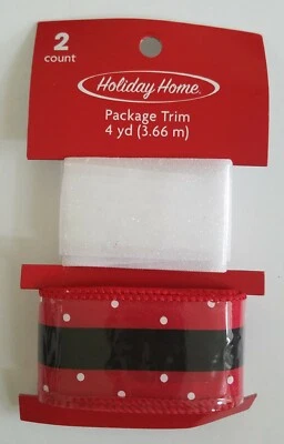 Pacote de fita de tecido de Natal acabamento fita presente cinto de Papai Noel 4 jardas CASA DE FÉRIAS - Imagem 1 de 2