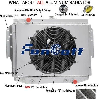 4 Row Radiator w/ Fan For 1976-1989 Chrysler Cordoba Dodge Aspen Plymouth V8 Foto 1 de 4